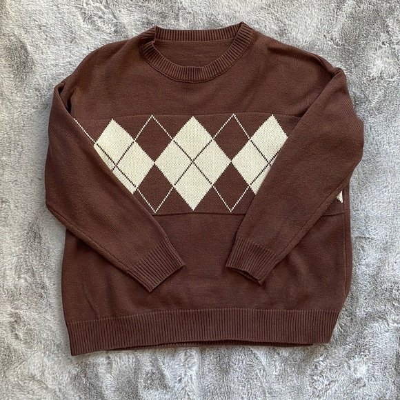 DAZY brown argyle sweater - Picture 1 of 3